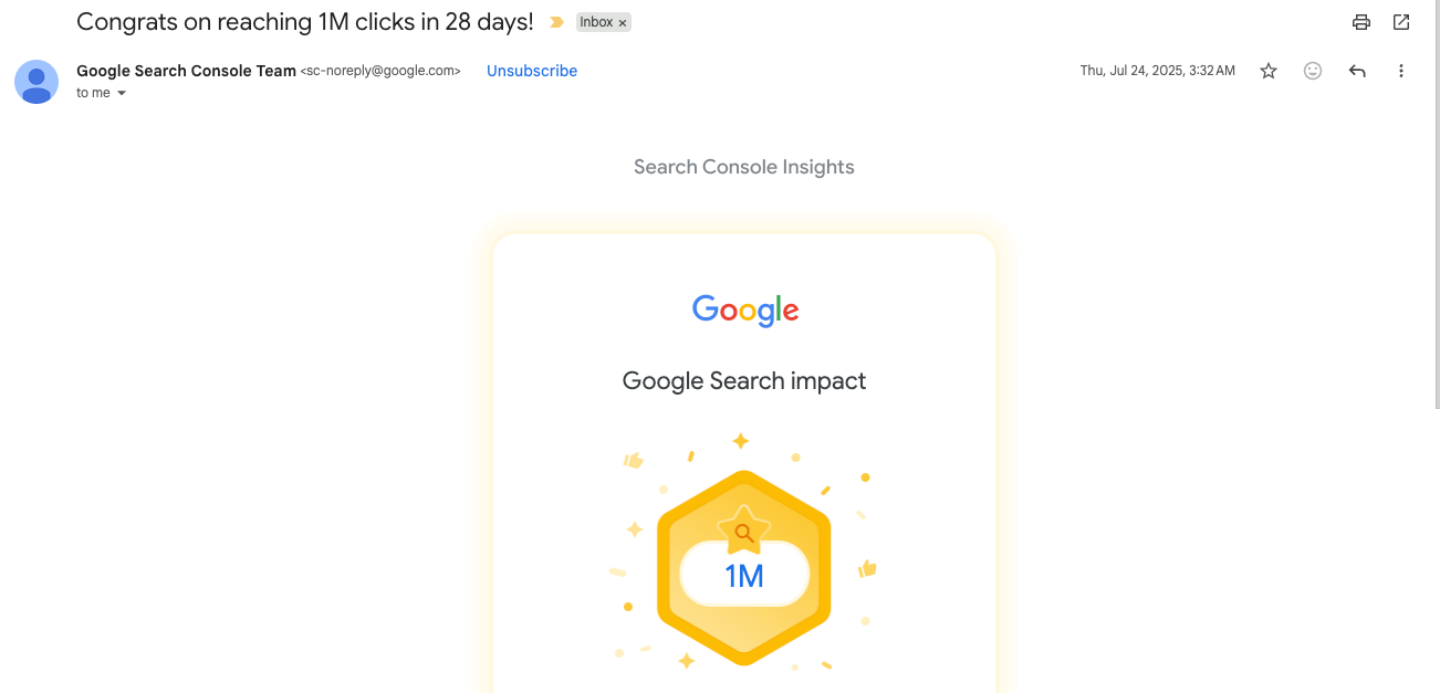 1 million organic visits